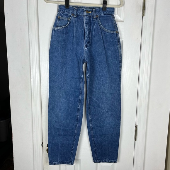 Vintage 80’s Lee USA Tapered Baggy Leg Pleated High Waisted Mom Jeans Sz 9P - Picture 2 of 9